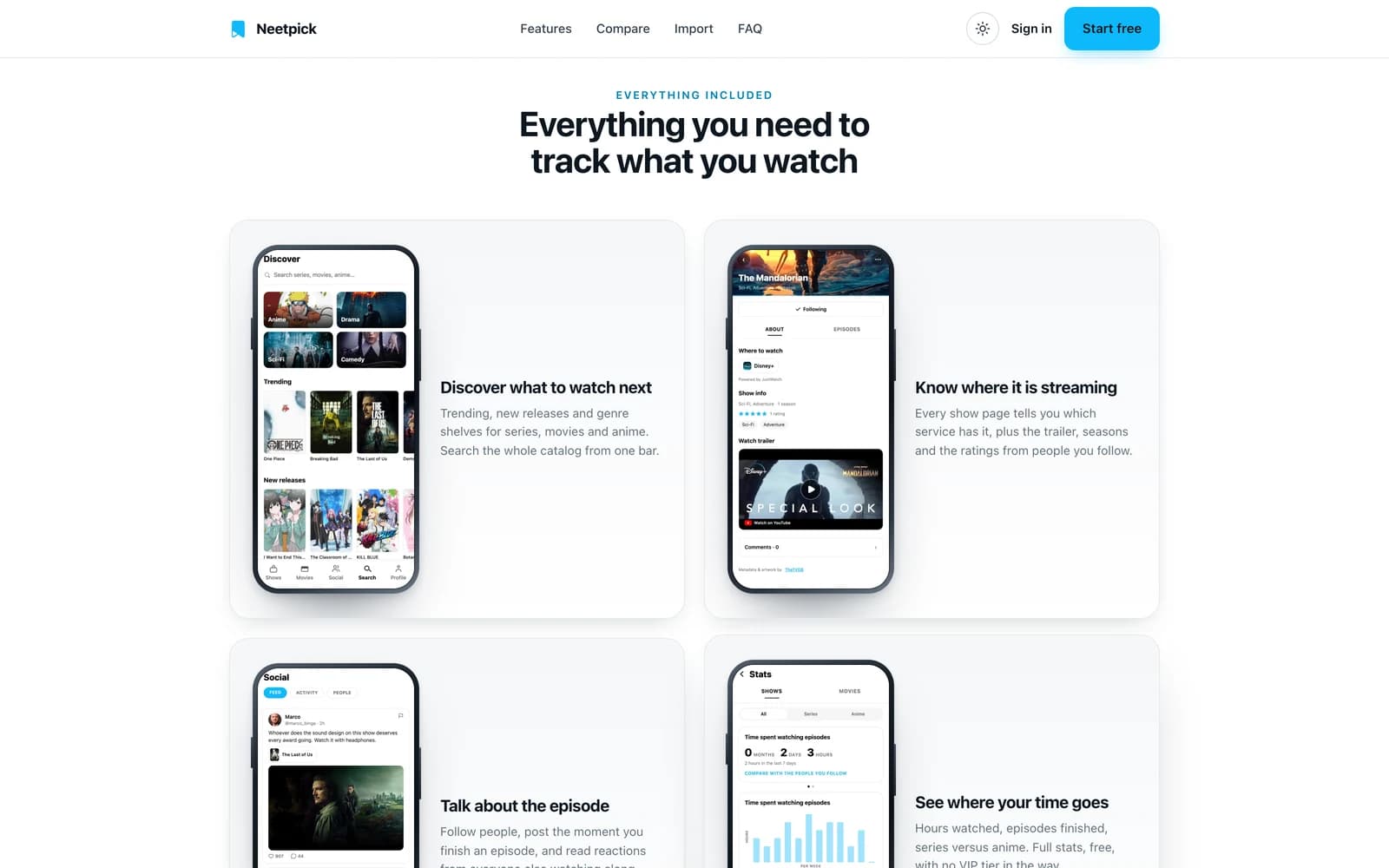 Neetpick features: discover what to watch next and see where a show is streaming