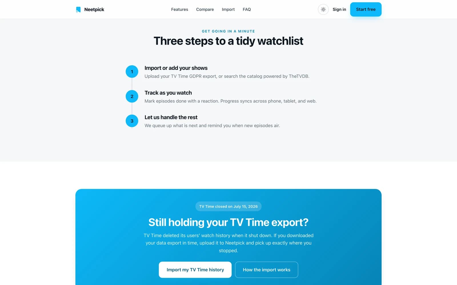 Three steps to a tidy watchlist, and the TV Time import that carries your history over